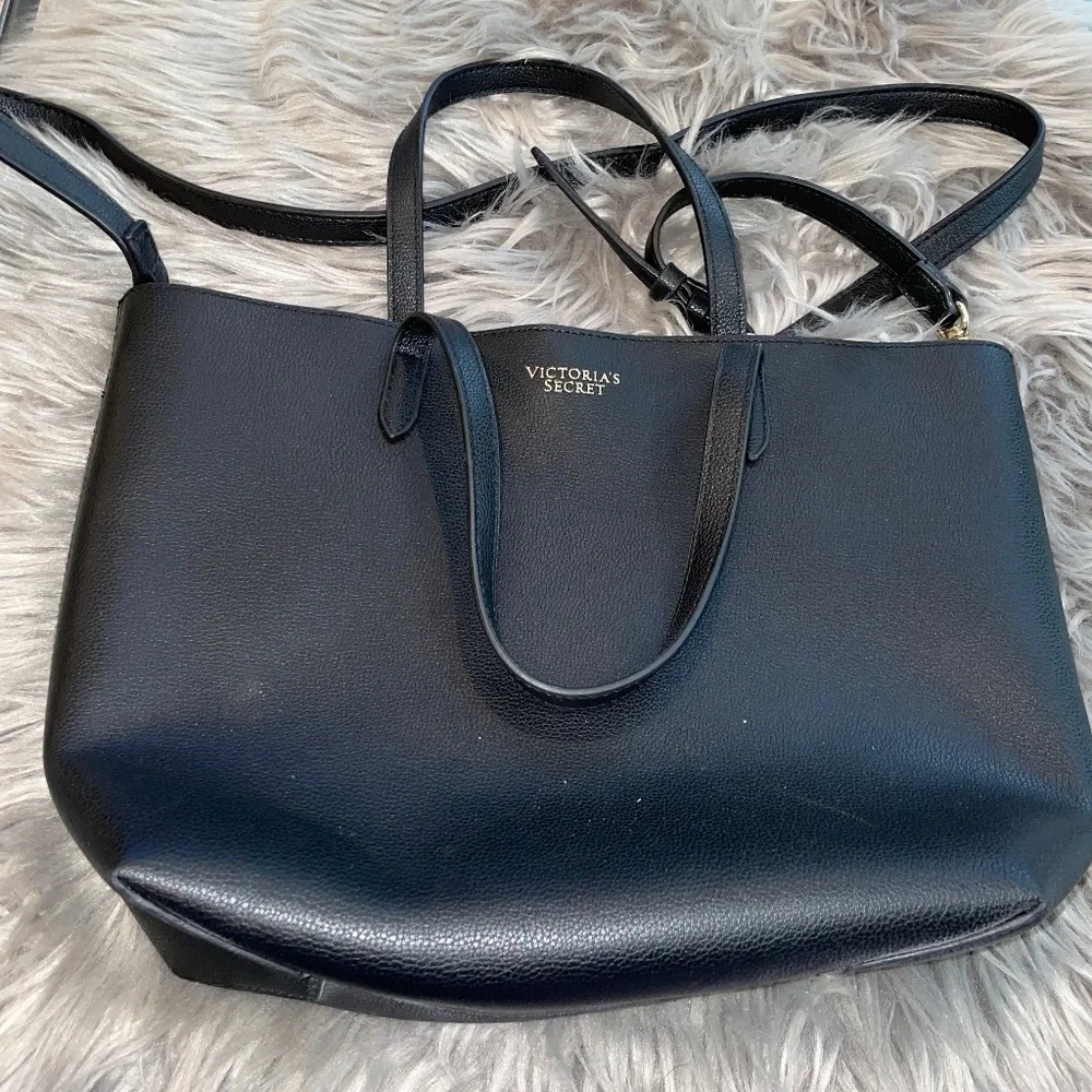 Victoria's Secret Simple Black Crossbody Medium Tote Purse - Picture 1 of 5